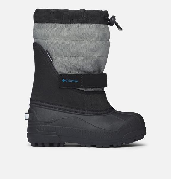 Columbia Boys Snow Boots UK - Powderbug Plus II Shoes Black Blue UK-321555